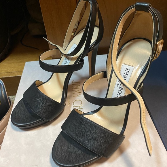 Jimmy Choo Shoes - Sold -Jimmy Choo DOSE Leather Ankle Strap Sandal Heel